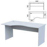 Стол эргономичный "Арго", 1600х900х760 мм, левый, серый (КОМПЛЕКТ)