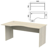 Стол эргономичный "Арго", 1600х900х760 мм, левый, ясень шимо (КОМПЛЕКТ)