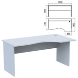 Стол эргономичный "Арго", 1600х900х760 мм, правый, серый (КОМПЛЕКТ)