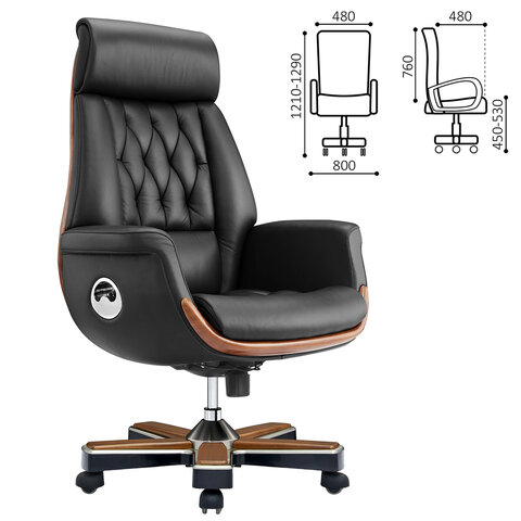 Кресло HAWASAN PREMIUM EX-805 PRESIDENT, до 200 кг, синхромеханизм, нат. кожа, цвет чёрный