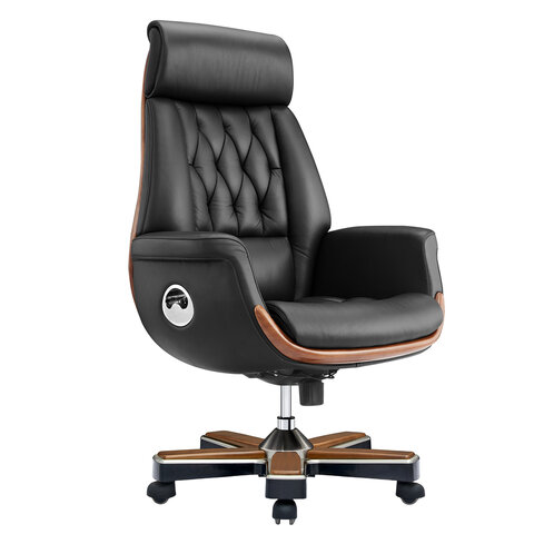 Кресло HAWASAN PREMIUM "GALANT EX-805", до 200 кг, синхромеханизм, натуральная кожа, цвет чёрный, 982216