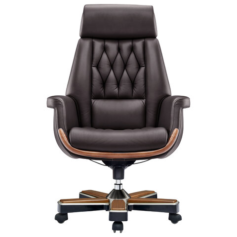 Кресло HAWASAN PREMIUM "GALANT EX-805", до 200 кг, синхромеханизм, натуральная кожа, цвет коричневый, 982217 - фото 4